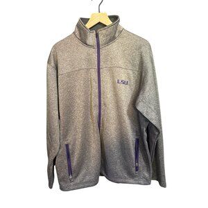 LSU Tigers Gray Full-Zip Jacket Large By Knights Apparel With Embroidered Logo &
